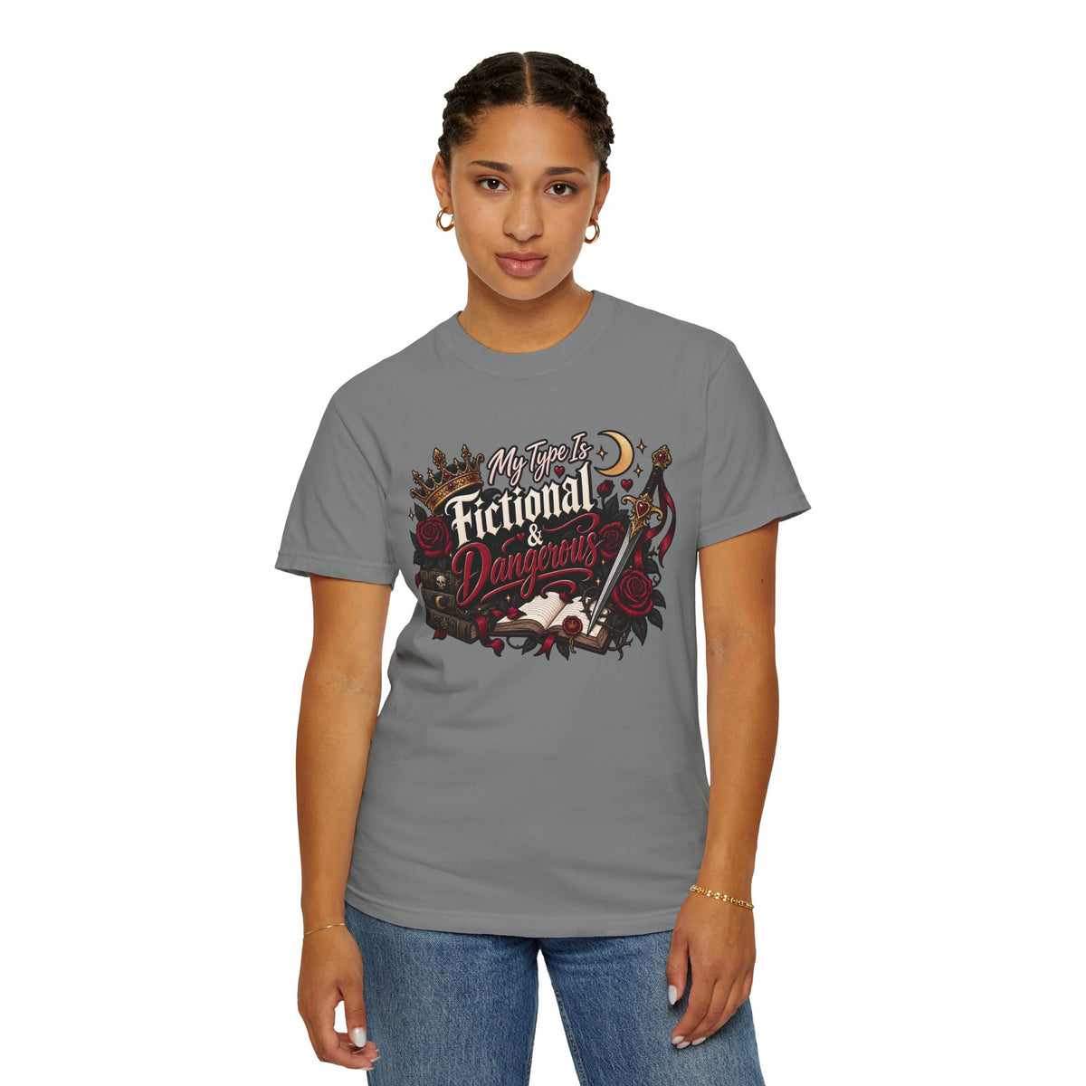 Fictional & Dangerous T-Shirt — Gothic Booklover Graphic Tee