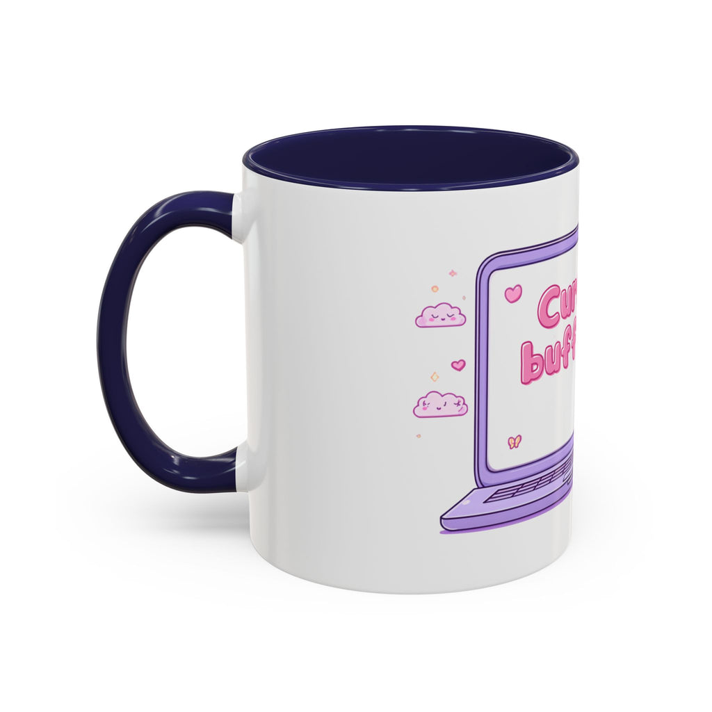 Accent Coffee Mug — "Currently Buffering" Cute Kawaii Laptop Design