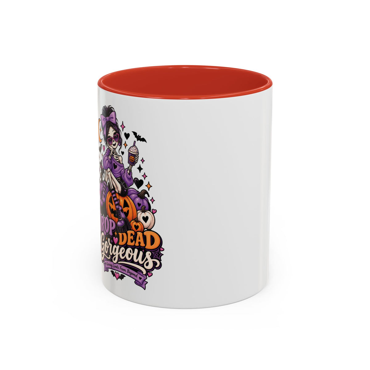 Halloween Coffee Mug — 'Drop Dead Gorgeous' Gothic Pumpkin Witch Accent Mug