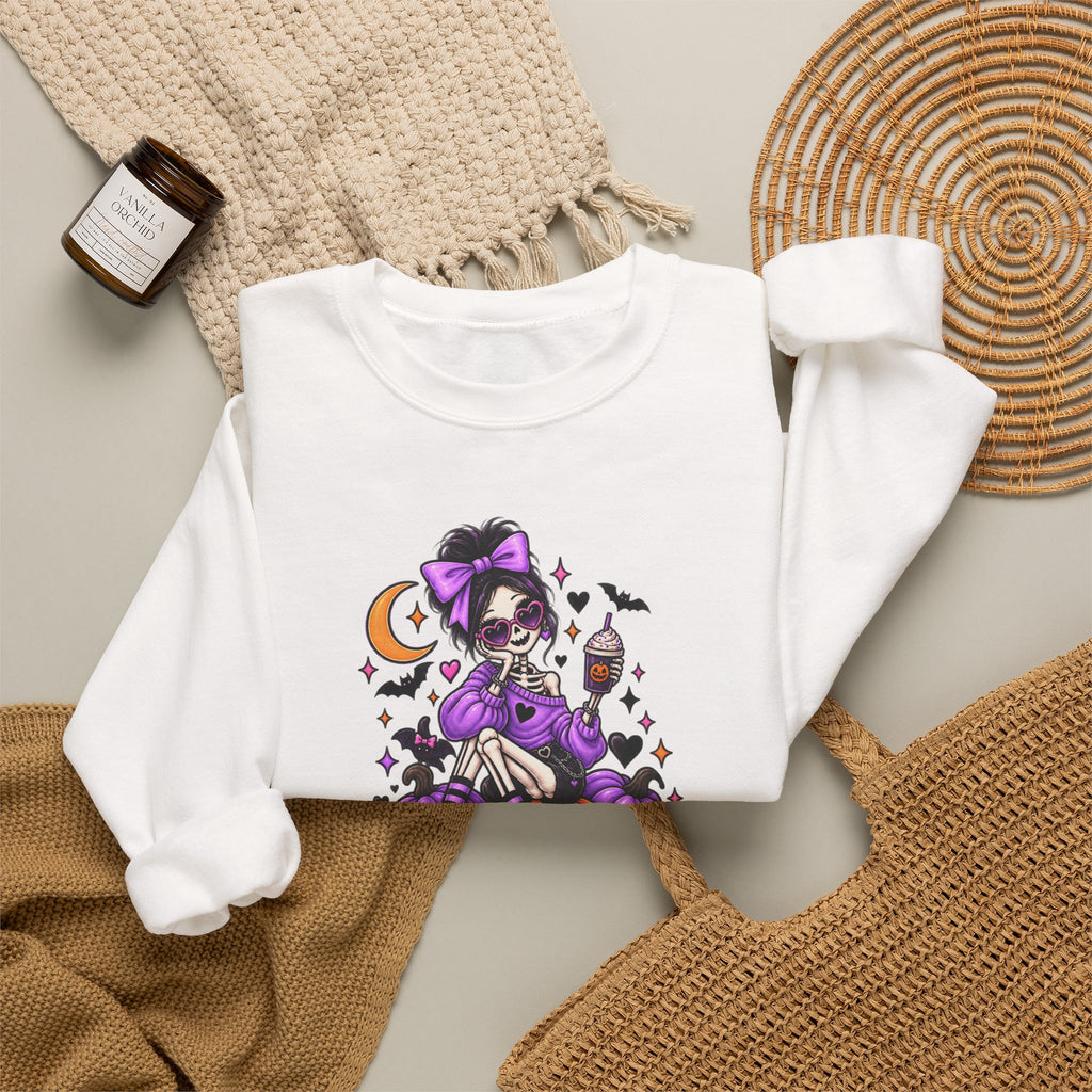 Drop Dead Gorgeous Halloween Sweatshirt — Gothic Pinup Vampire Design