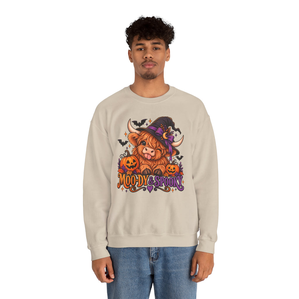 "Moo-dy & Spooky" Highland cow sweatshirt