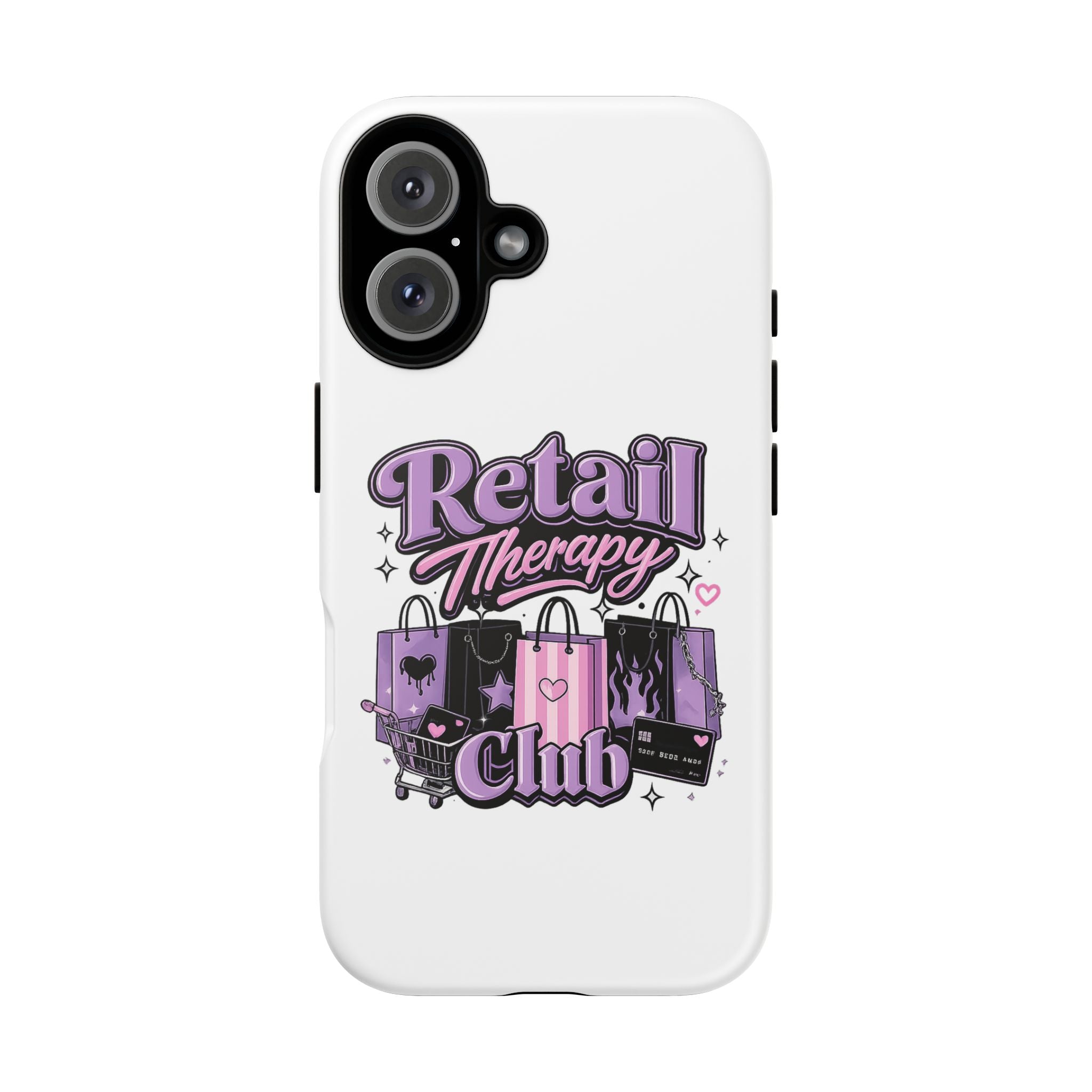 Phone Case - "Retail Therapy Club" Cute Pink & Purple Shopping Design