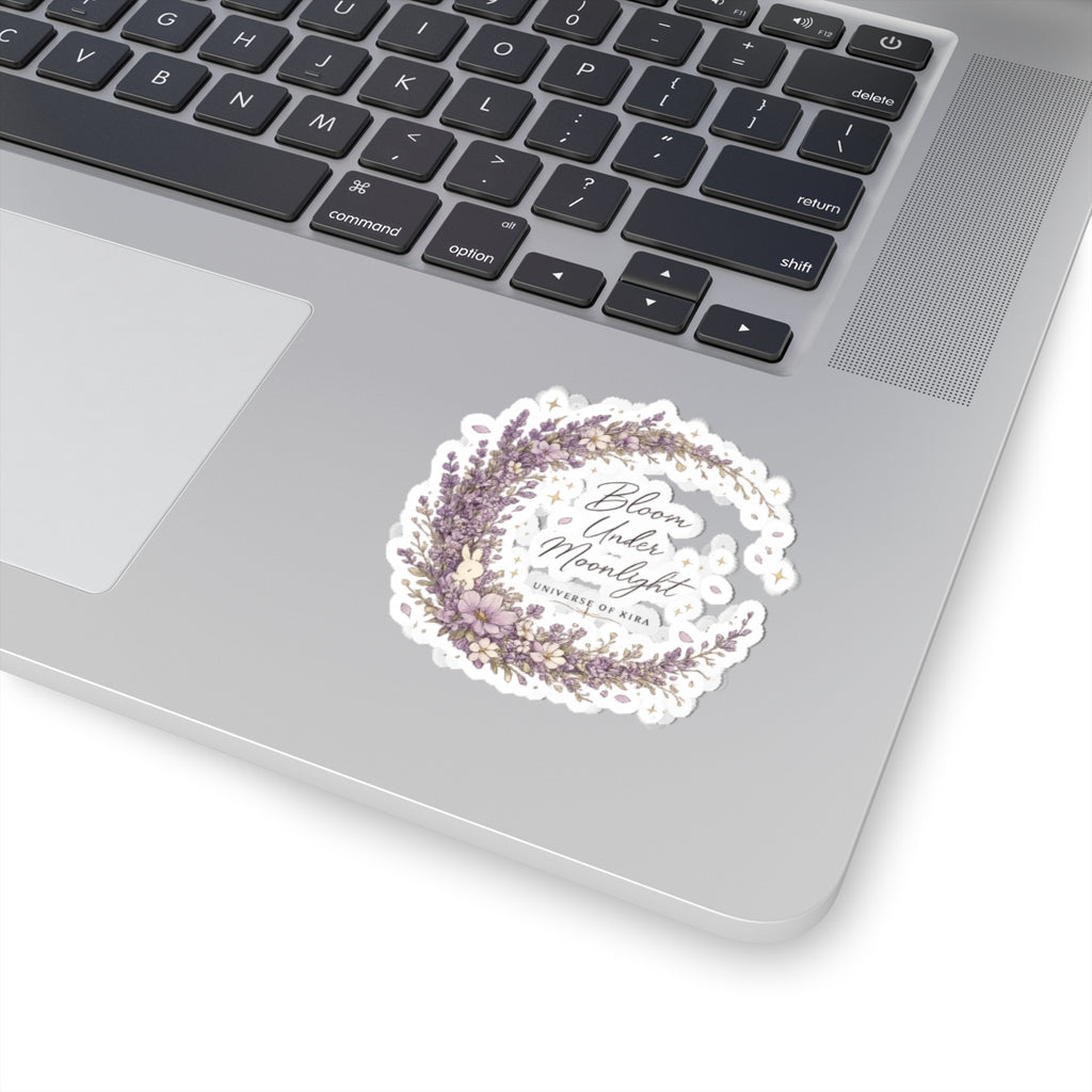 Bloom Under Moonlight Lavender Wreath Sticker — Floral Kiss-Cut Vinyl Sticker