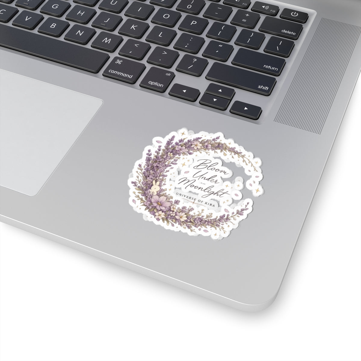 Bloom Under Moonlight Lavender Wreath Sticker — Floral Kiss-Cut Vinyl Sticker