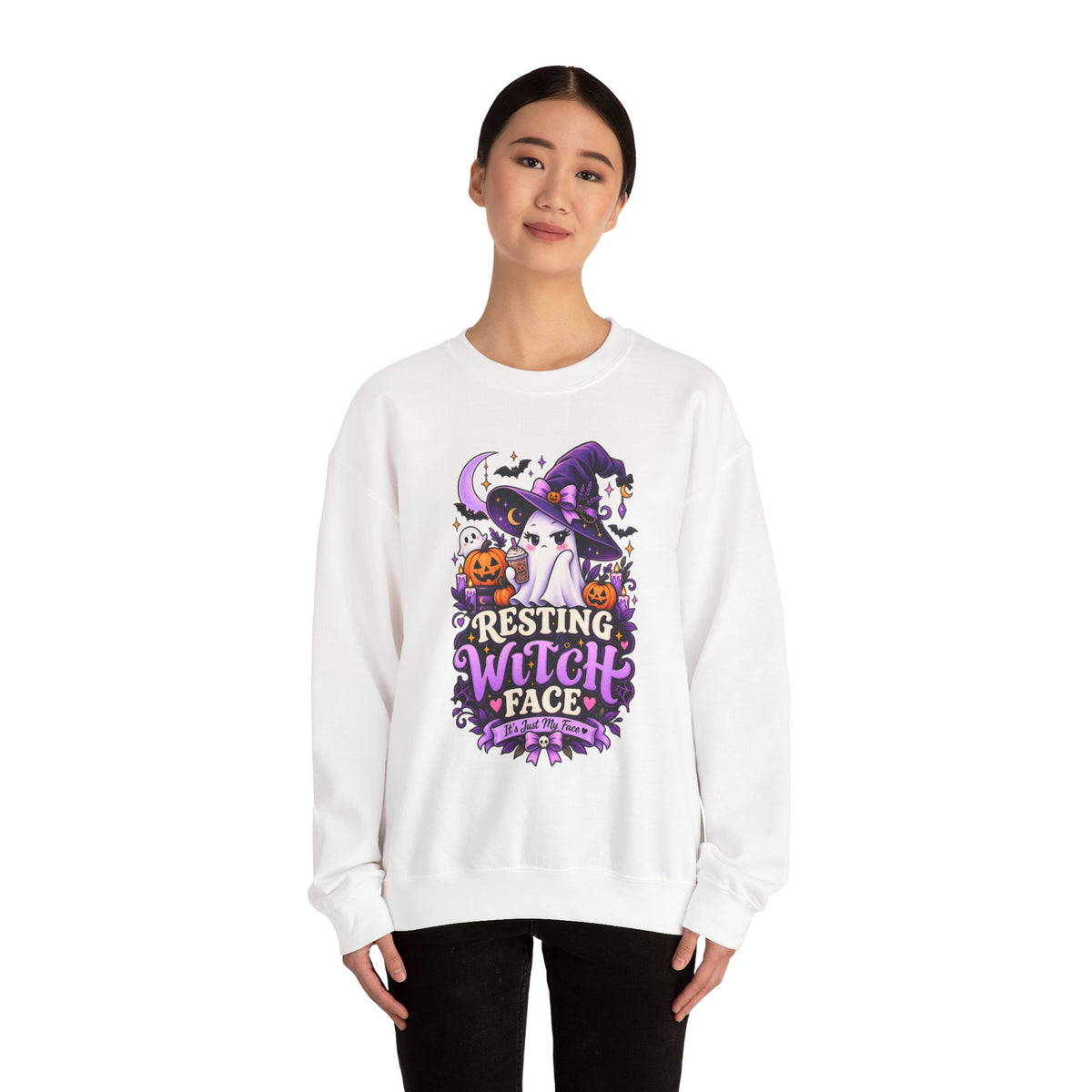 Sweatshirt — "Resting Witch Face" Halloween Crewneck