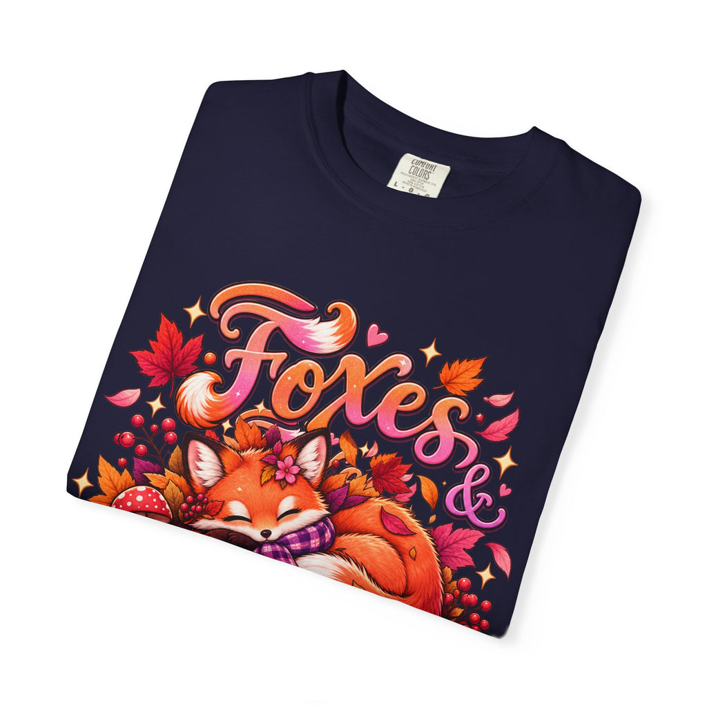 Foxes & Falling Leaves T-Shirt — Cozy Autumn Fox Graphic Tee