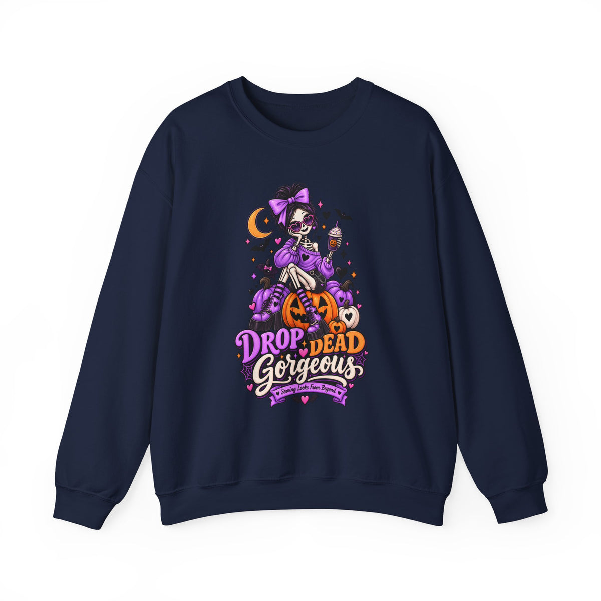 Drop Dead Gorgeous Halloween Sweatshirt — Gothic Pinup Vampire Design