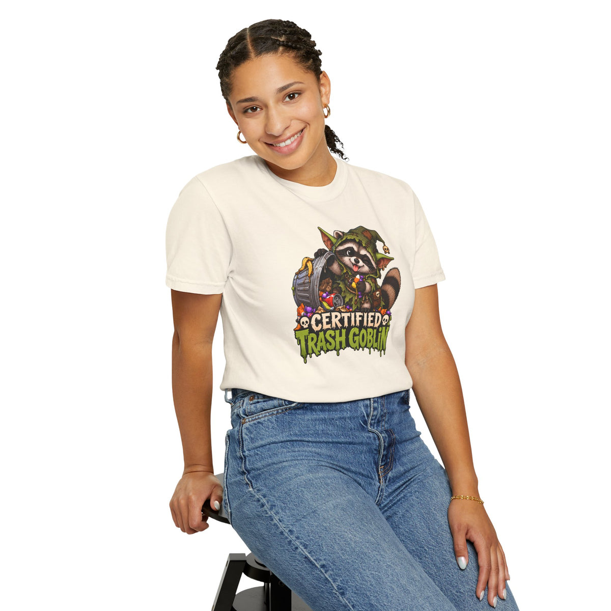 Certified Trash Goblin T-Shirt — Cute Mischief Raccoon Graphic Tee