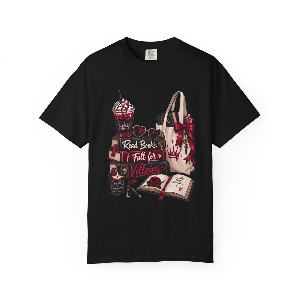 Bookish Villains Graphic T-Shirt — "Read Books I Fall for Villains"