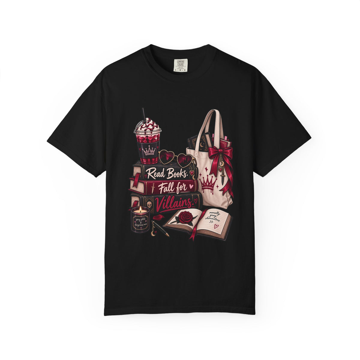 Bookish Villains Graphic T-Shirt — "Read Books I Fall for Villains"