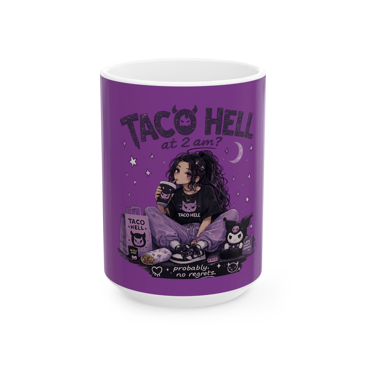 Taco Hell Ceramic Mug – Cute Gothic Girl Late-Night Taco 11oz