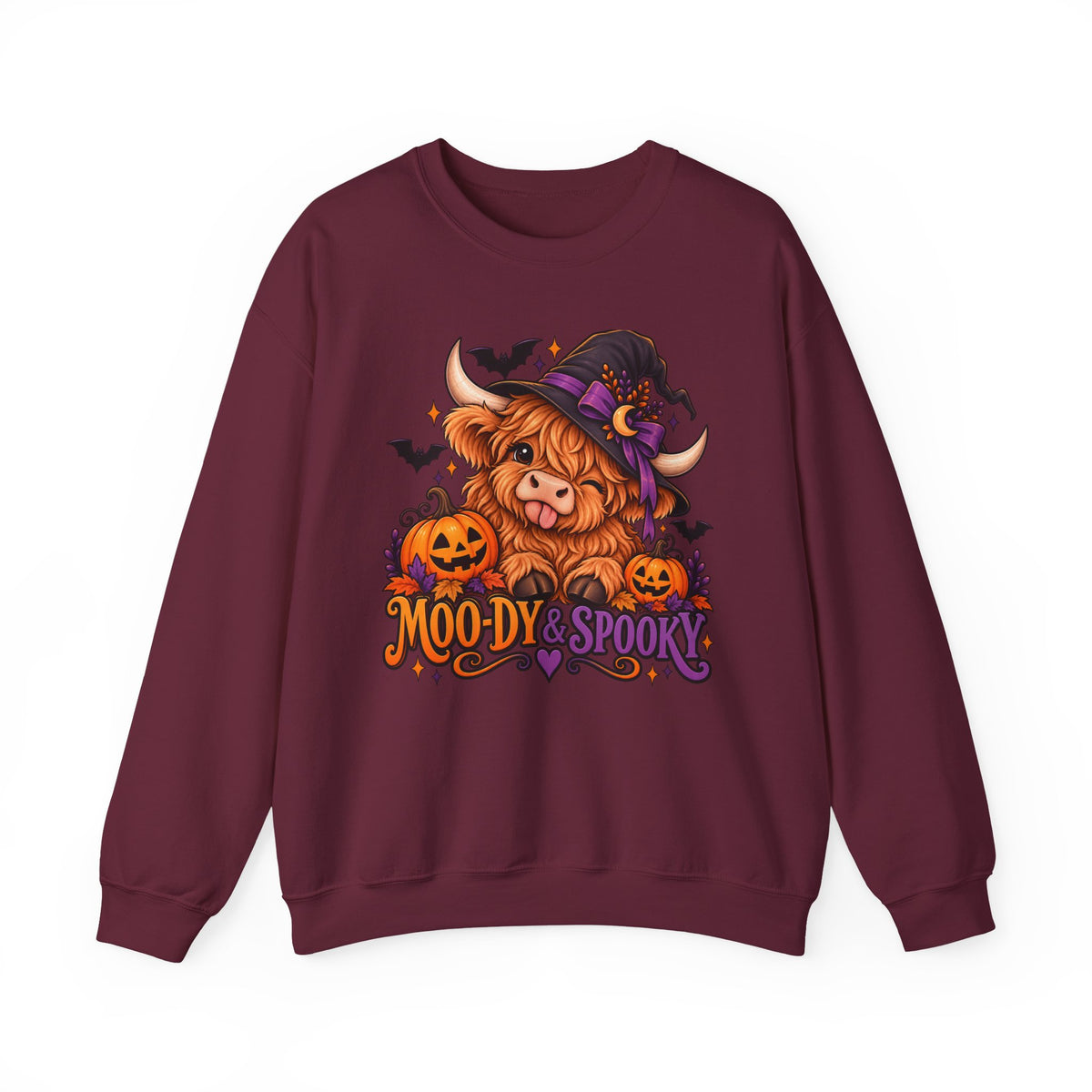 "Moo-dy & Spooky" Highland cow sweatshirt