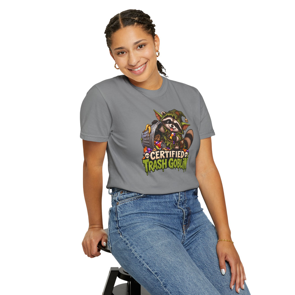 Certified Trash Goblin T-Shirt — Cute Mischief Raccoon Graphic Tee