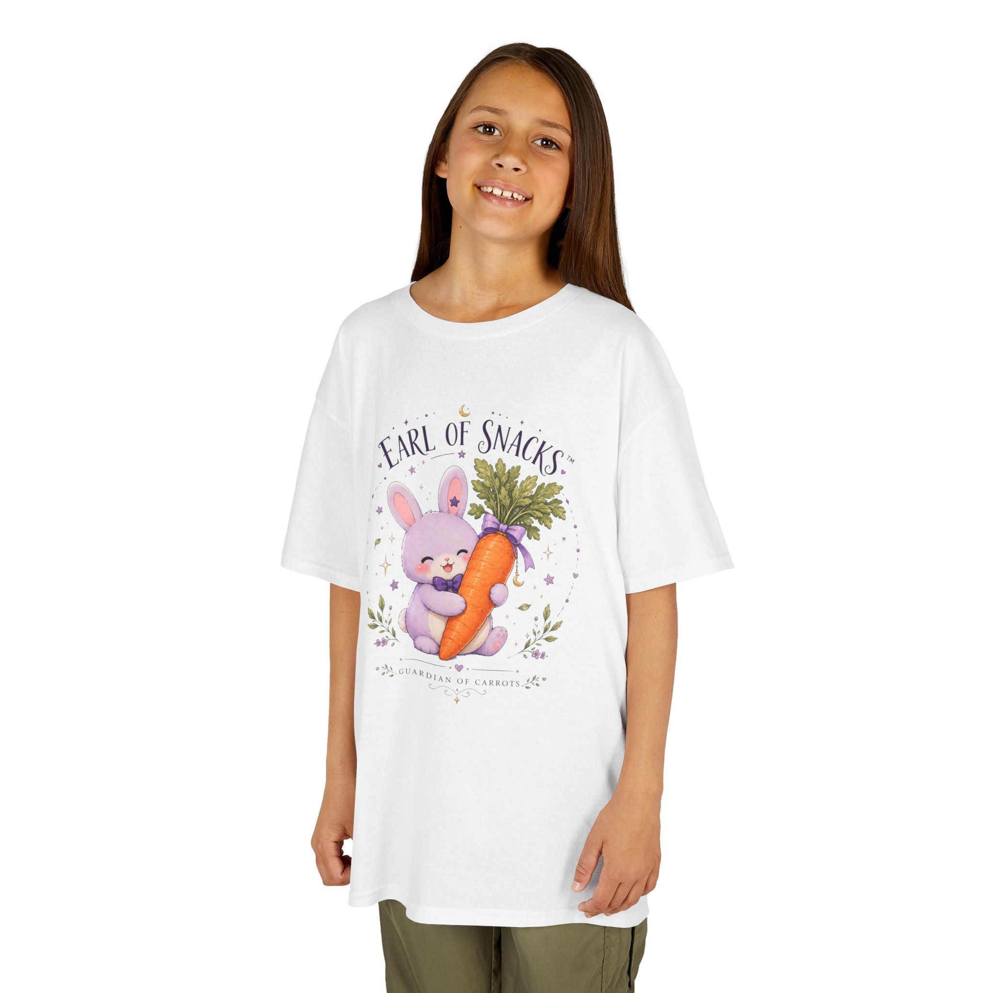 Kids Tee — "Earl of Snacks" Bunny Holding Carrot Cute Spring Shirt