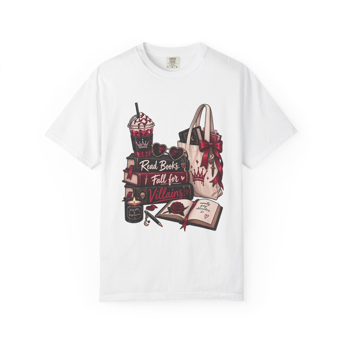 Bookish Villains Graphic T-Shirt — "Read Books I Fall for Villains"