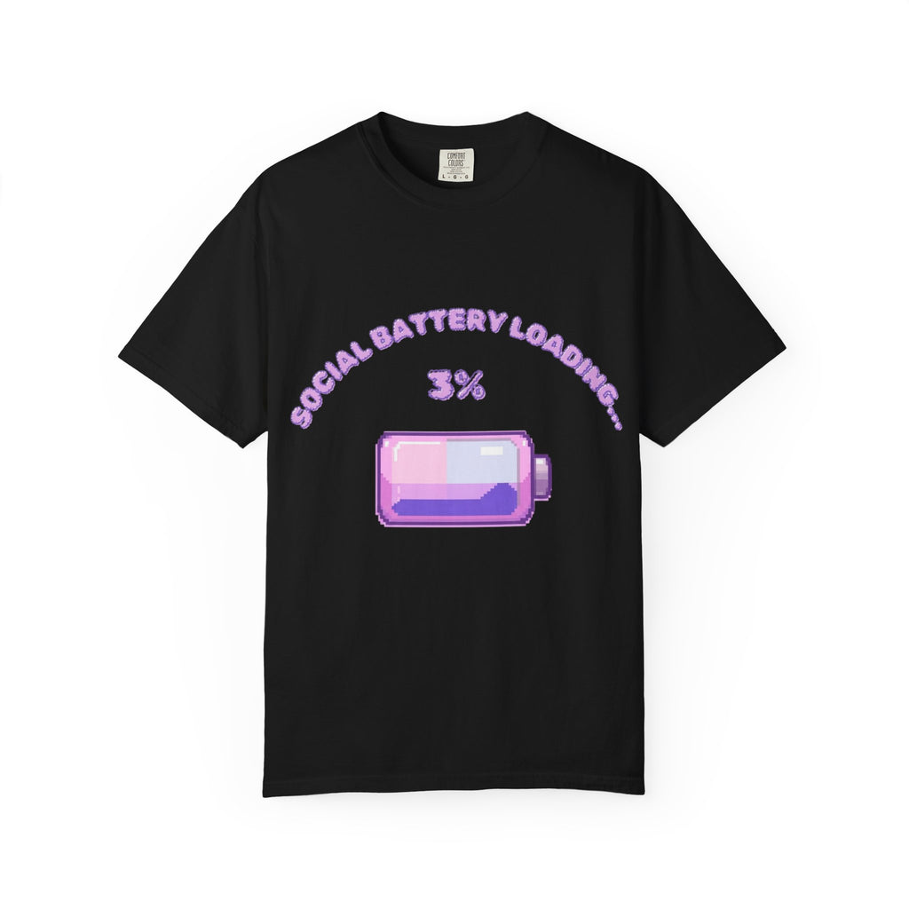 Social Battery Low 3% Battery Graphic T-Shirt | Cute Pastel Phone Icon