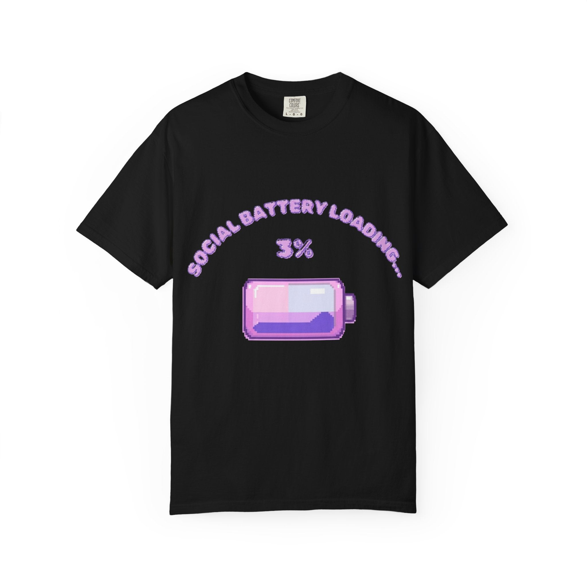 Social Battery Low 3% Battery Graphic T-Shirt | Cute Pastel Phone Icon