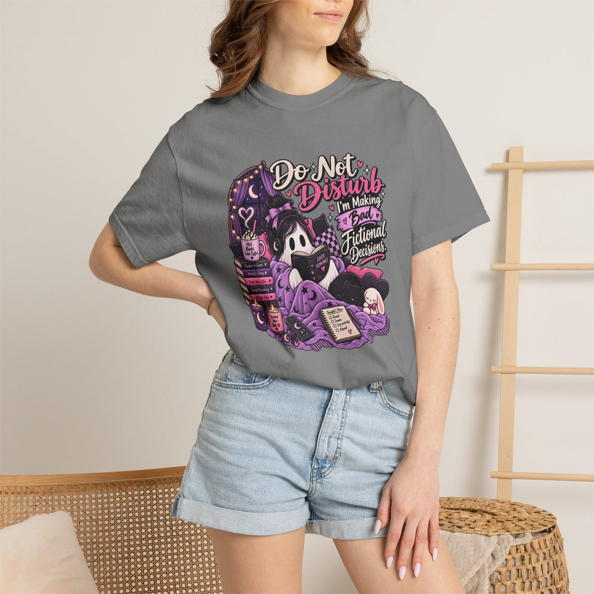 Do Not Disturb T-Shirt — Cute Gothic Reading Ghost Graphic Tee