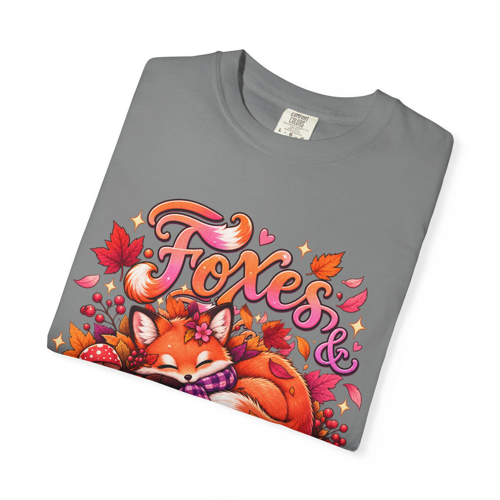 Foxes & Falling Leaves T-Shirt — Cozy Autumn Fox Graphic Tee