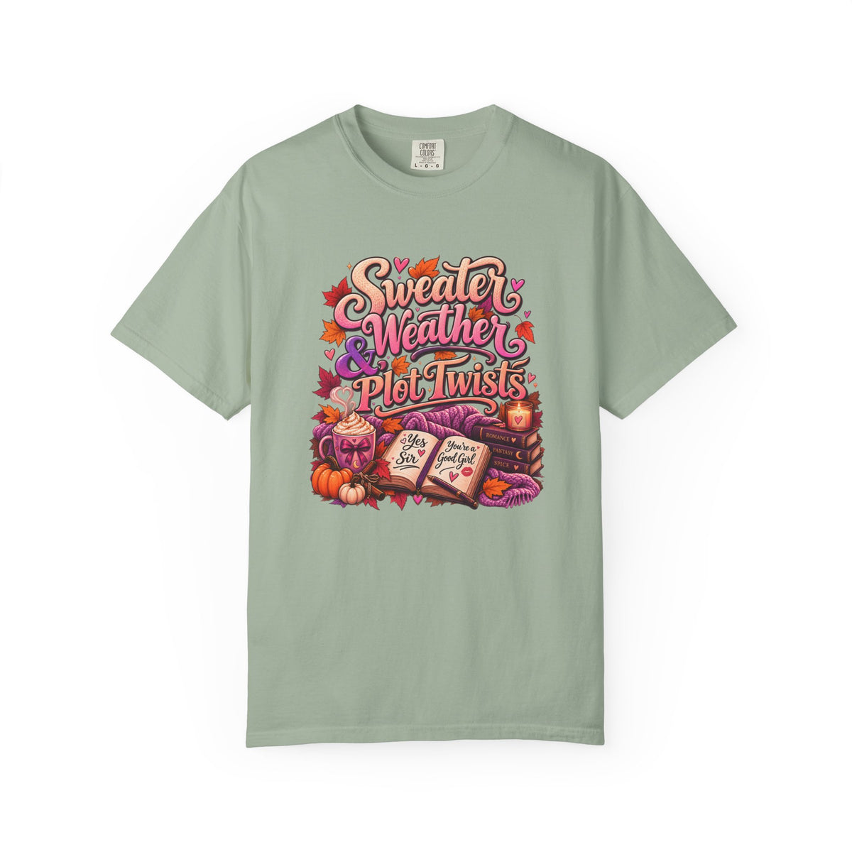 Sweater Weather Plot Twists Tee — Cozy Autumn Book Lover T-Shirt