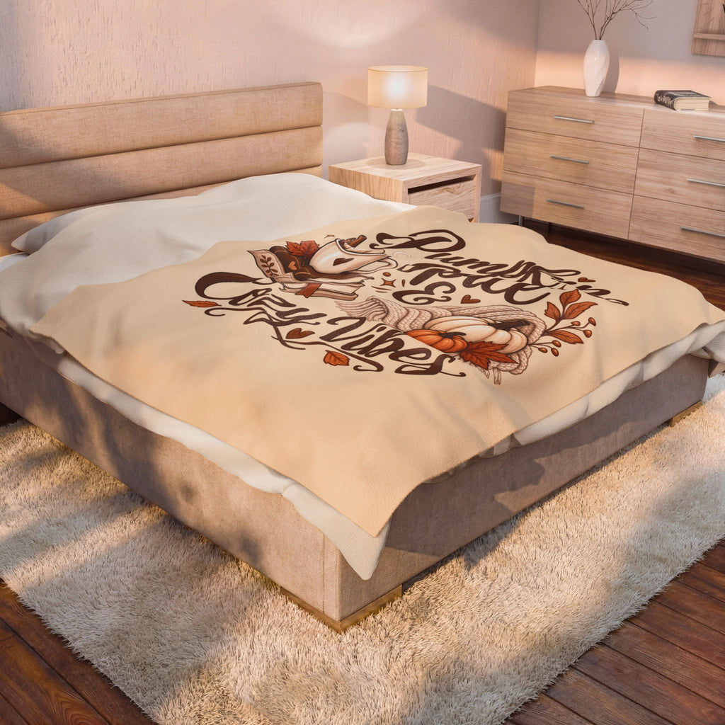 Pumpkin Spice & Cozy Vibes Velveteen Plush Blanket