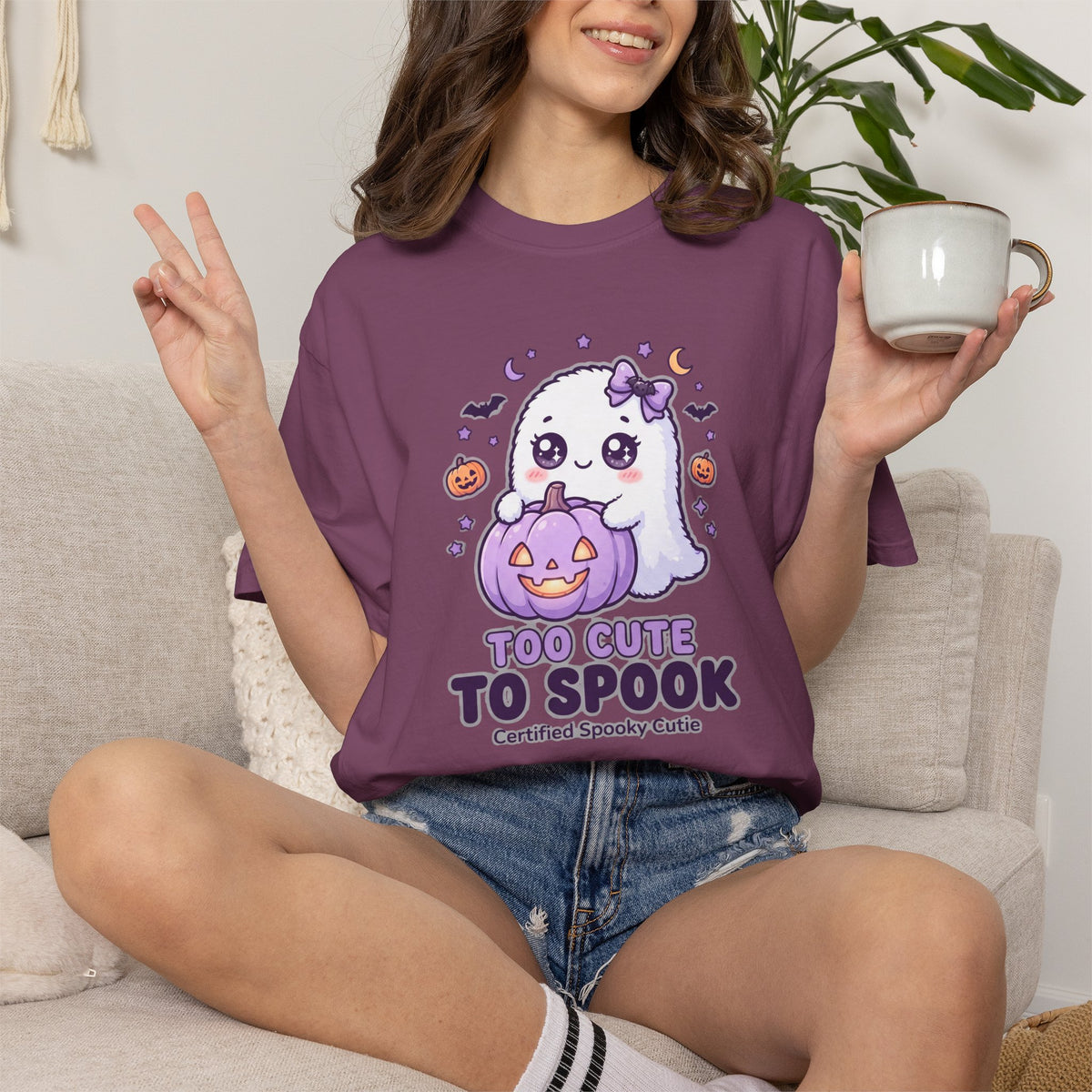Too Cute to Spook Ghost T-Shirt — Cute Halloween Graphic Tee