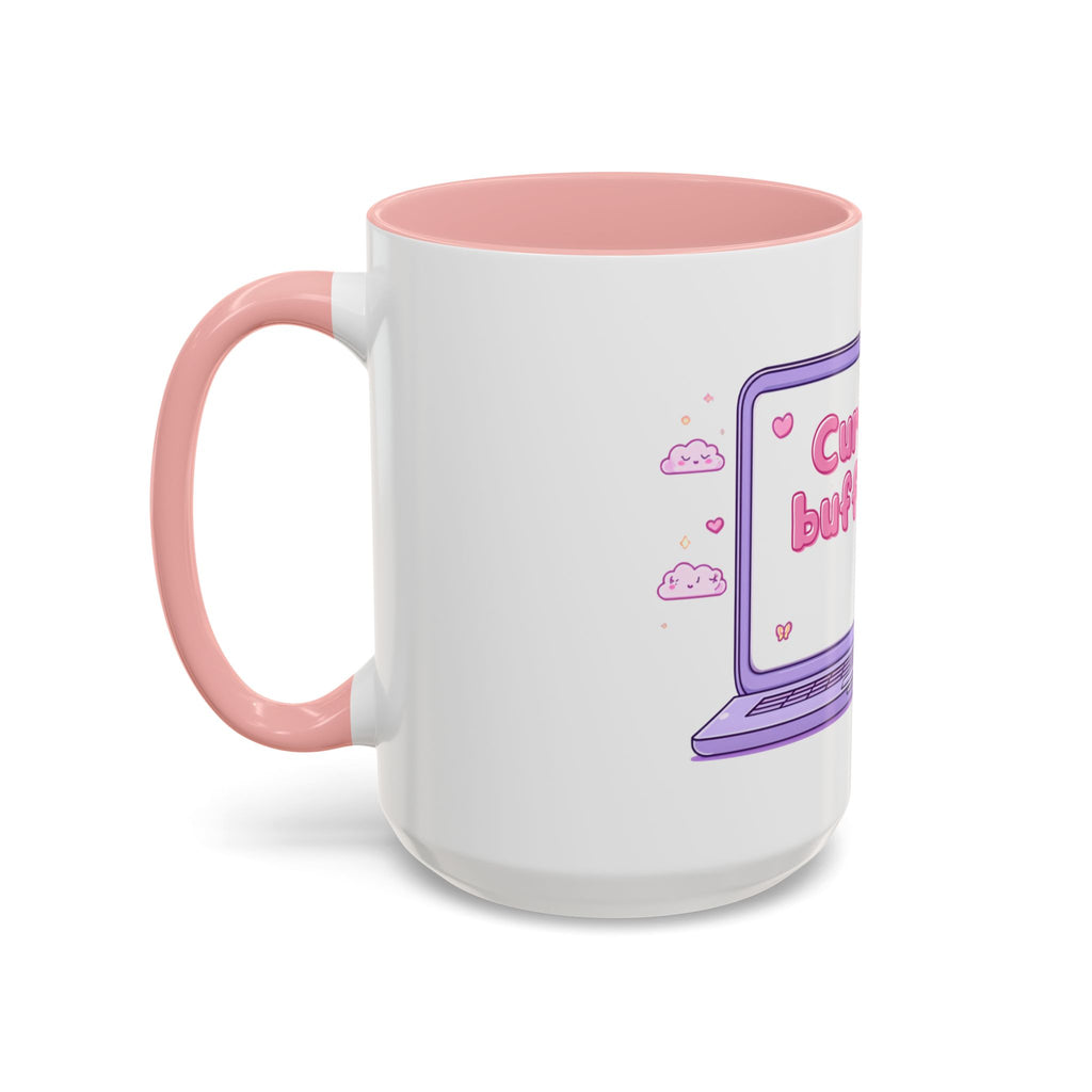 Accent Coffee Mug — "Currently Buffering" Cute Kawaii Laptop Design