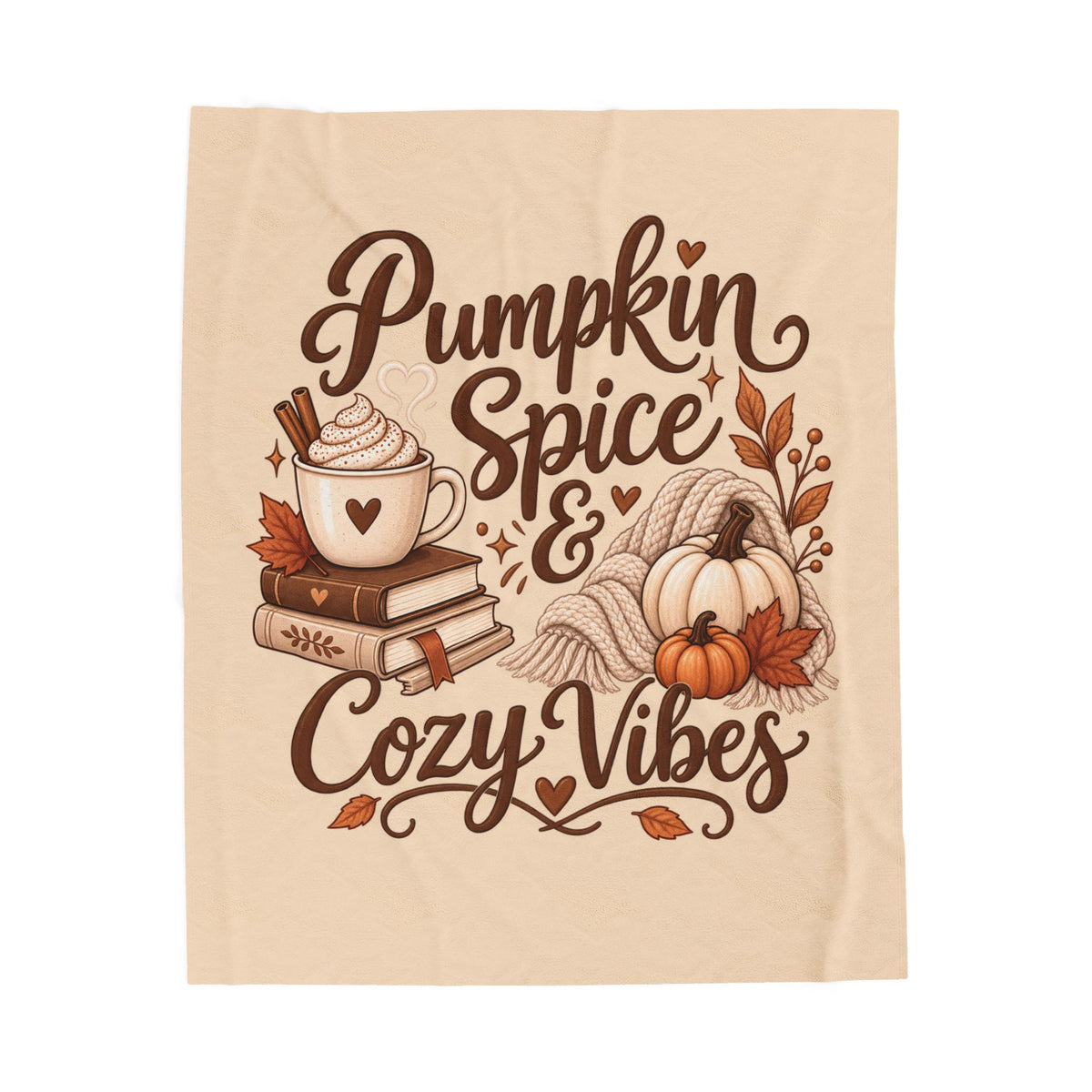 Pumpkin Spice & Cozy Vibes Velveteen Plush Blanket