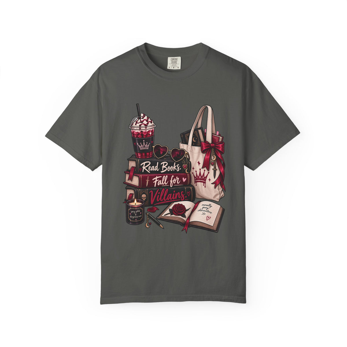 Bookish Villains Graphic T-Shirt — "Read Books I Fall for Villains"