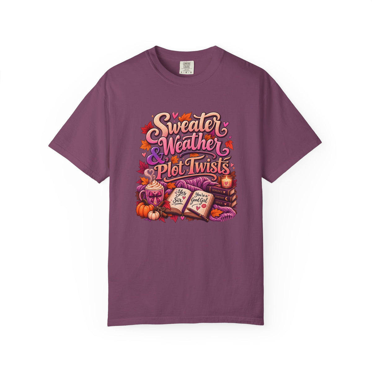 Sweater Weather Plot Twists Tee — Cozy Autumn Book Lover T-Shirt