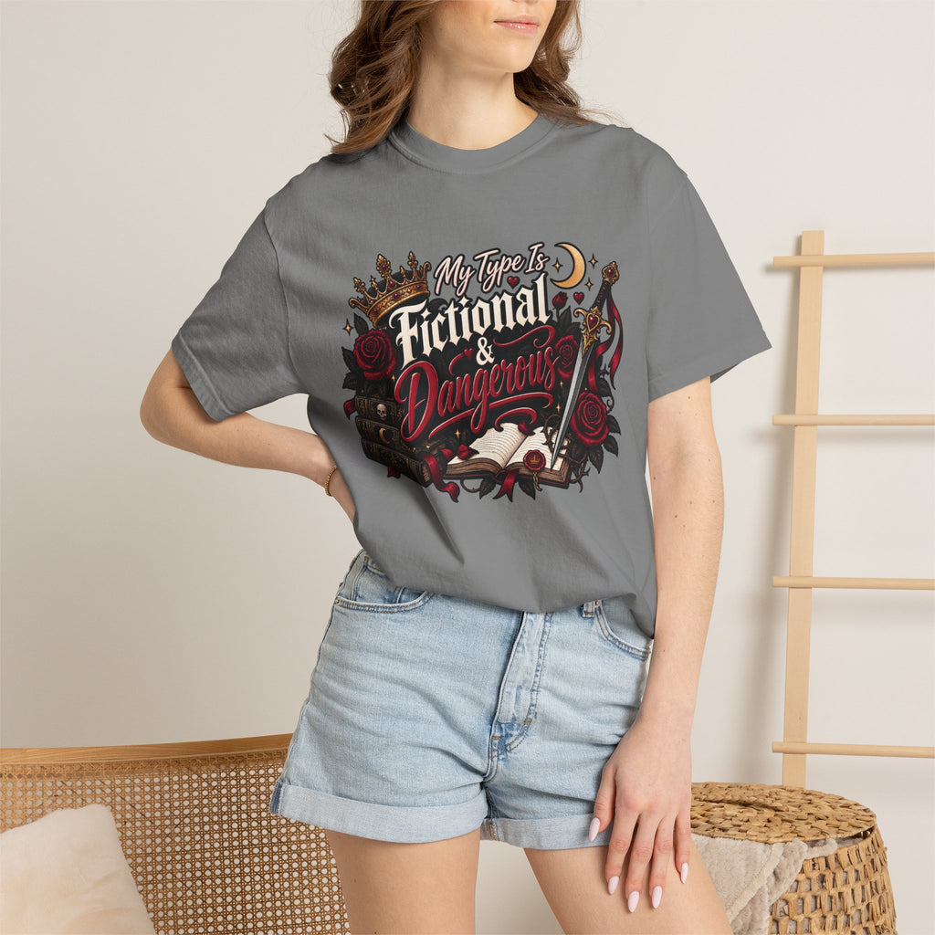Fictional & Dangerous T-Shirt — Gothic Booklover Graphic Tee