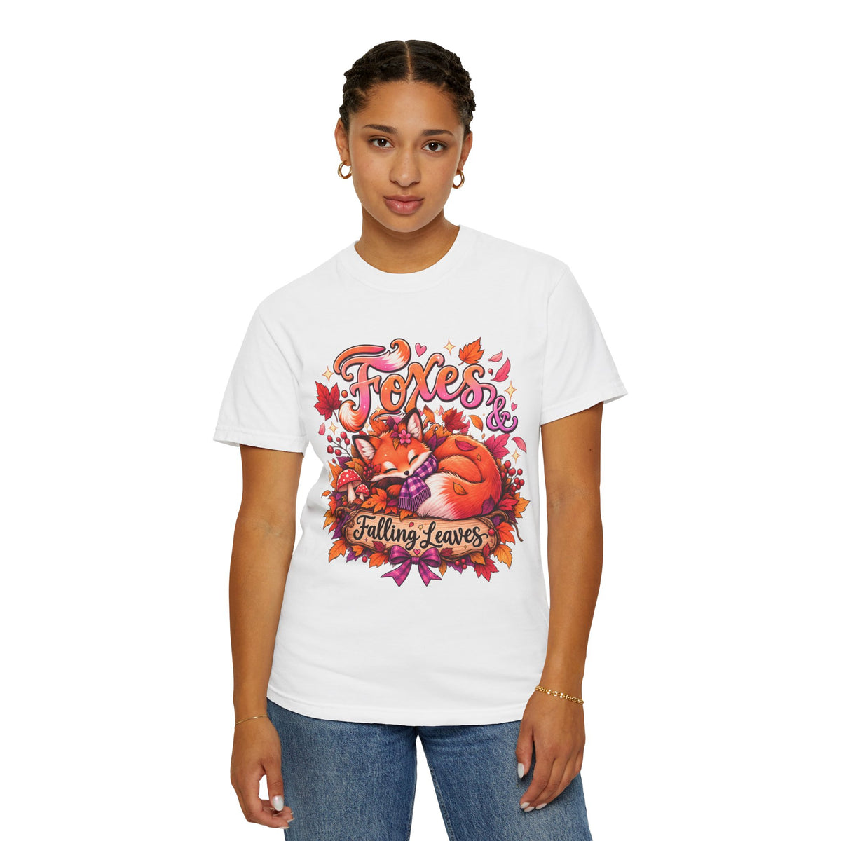 Foxes & Falling Leaves T-Shirt — Cozy Autumn Fox Graphic Tee