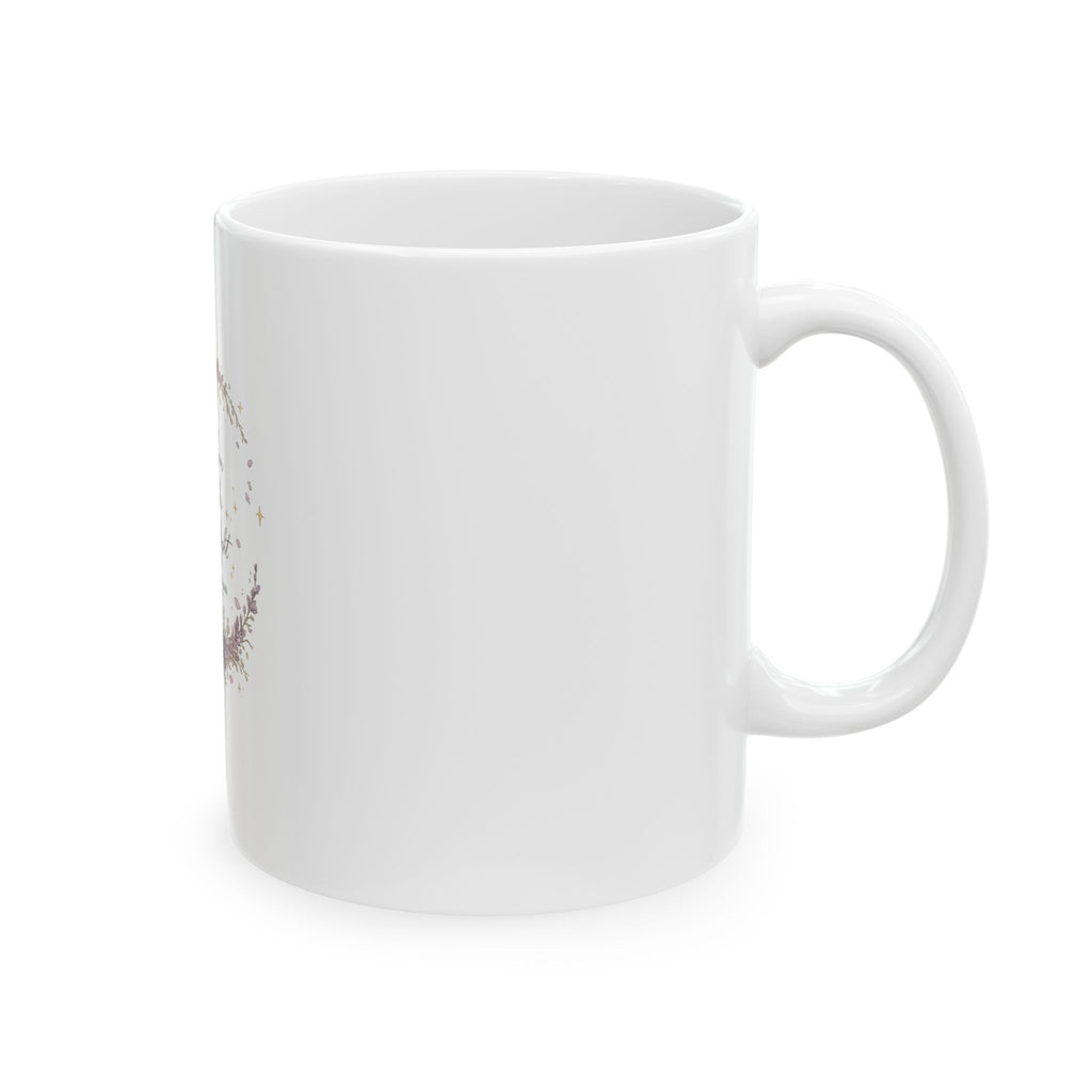 Bloom Under Moonlight Ceramic Mug — Lavender Wreath Coffee Cup (11oz & 15oz)