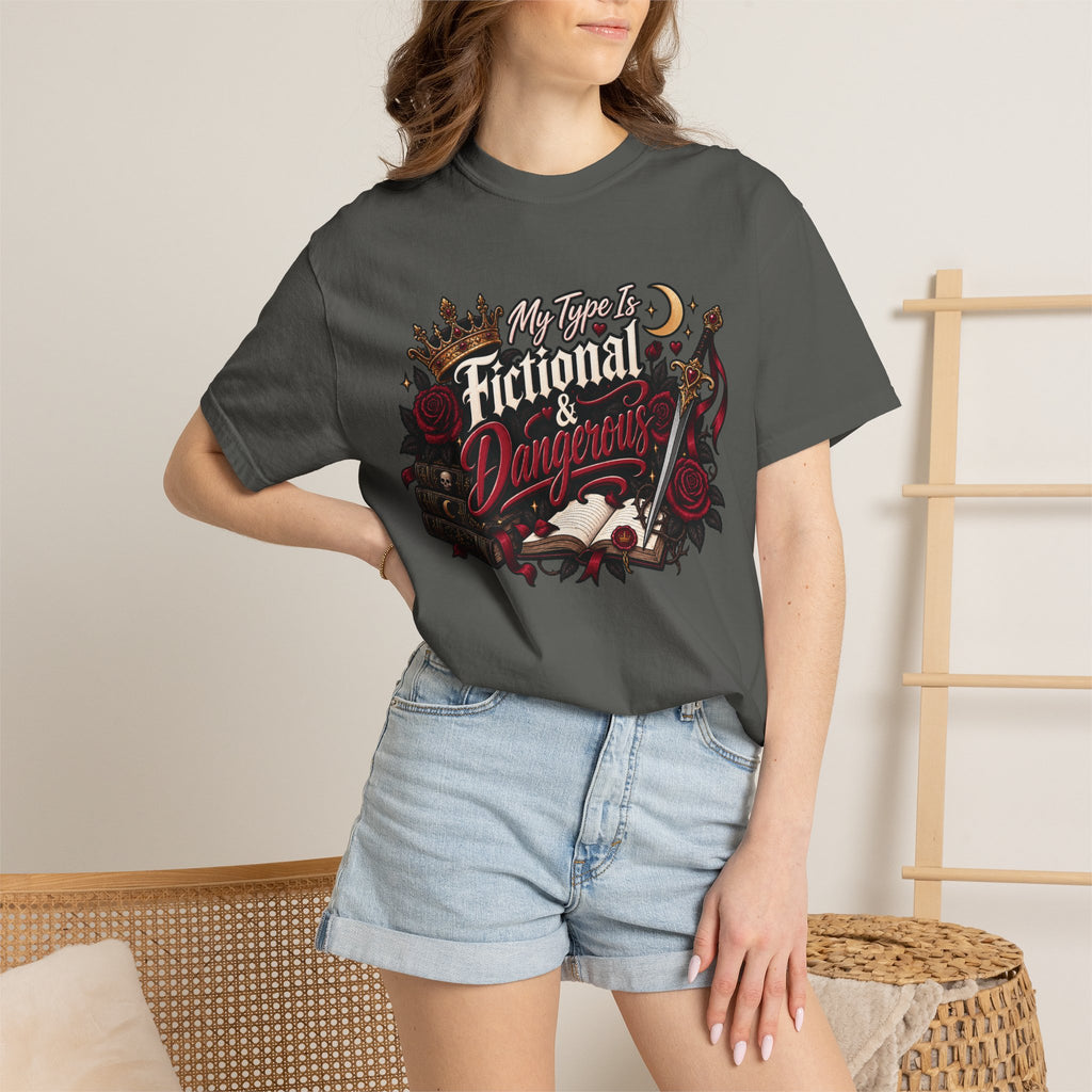 Fictional & Dangerous T-Shirt — Gothic Booklover Graphic Tee