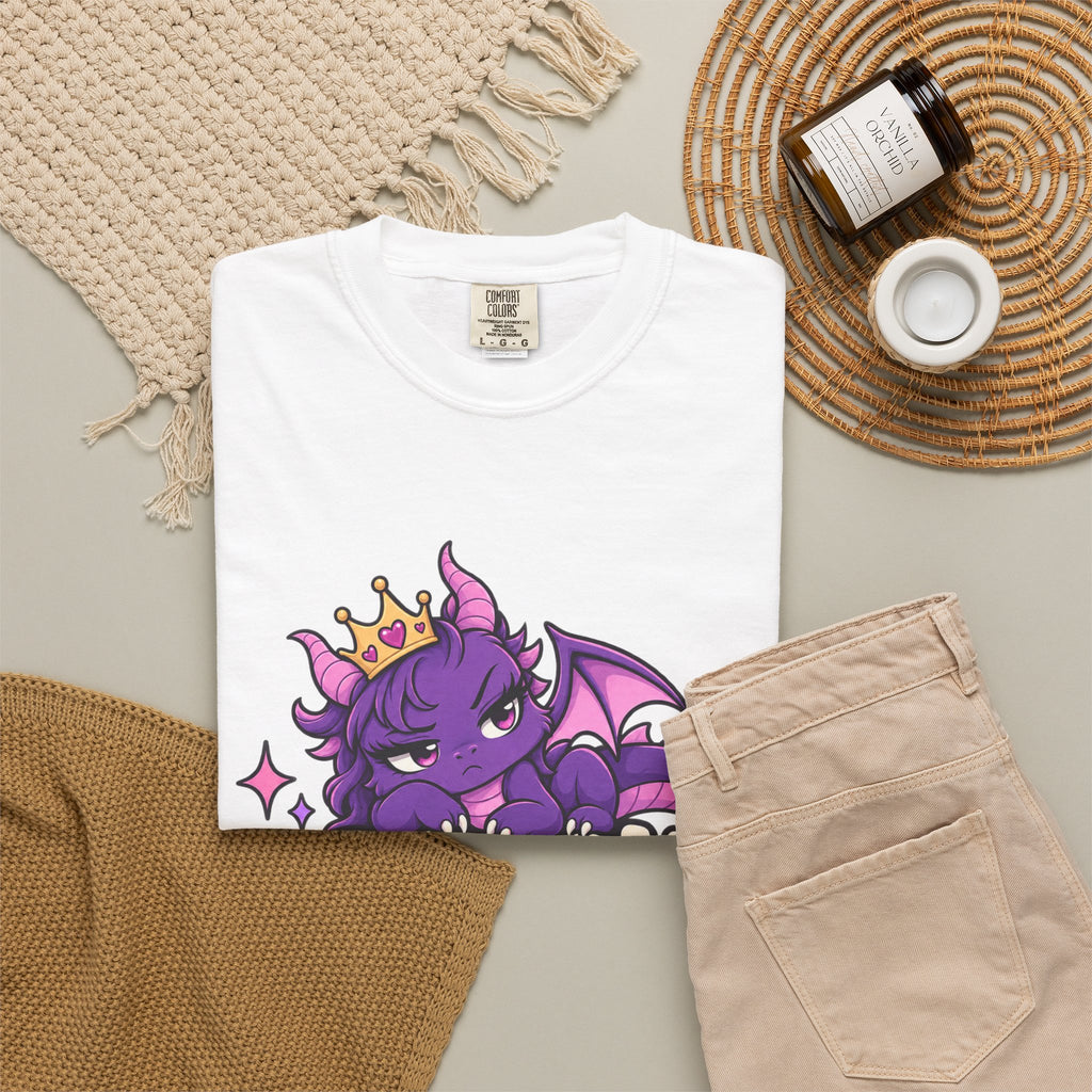 Dragons Before Dudes T-Shirt — Cute Purple Dragon Graphic Tee for Women & Fans