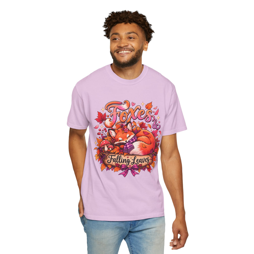 Foxes & Falling Leaves T-Shirt — Cozy Autumn Fox Graphic Tee