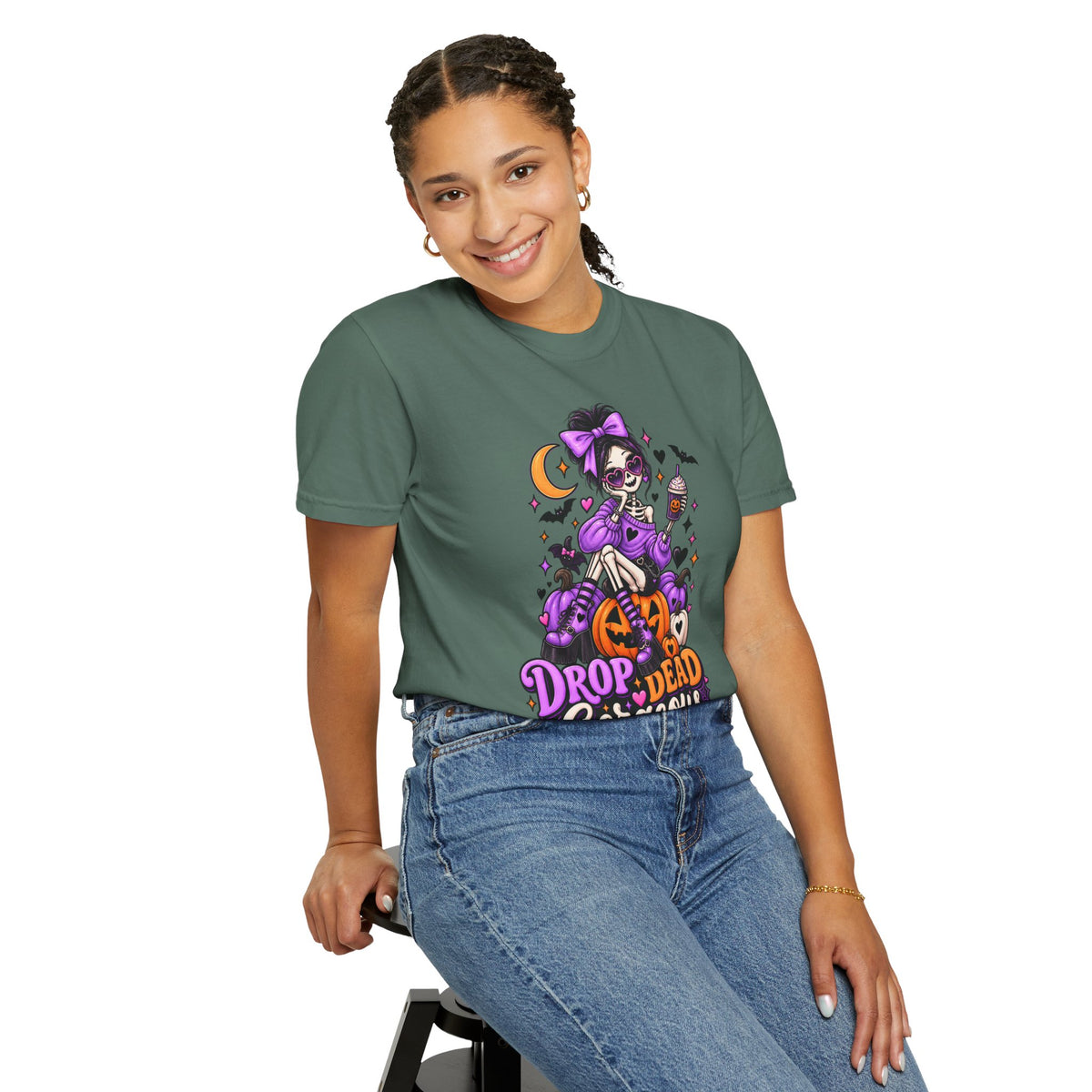 Drop Dead Gorgeous Halloween T-Shirt — Gothic Pumpkin Pinup Tee