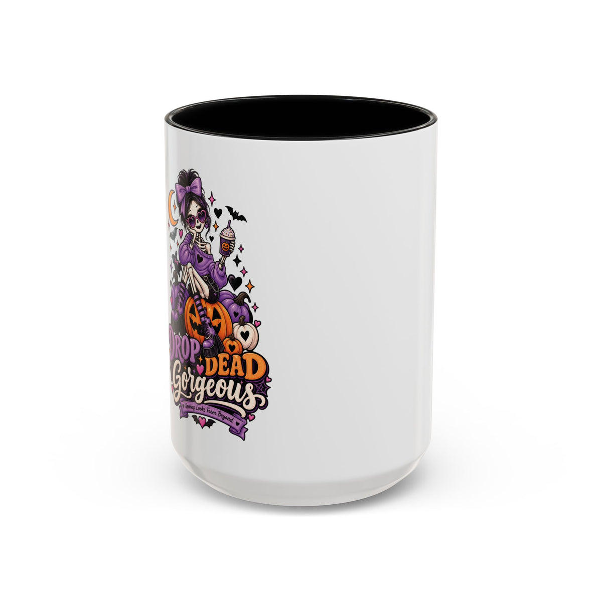 Halloween Coffee Mug — 'Drop Dead Gorgeous' Gothic Pumpkin Witch Accent Mug