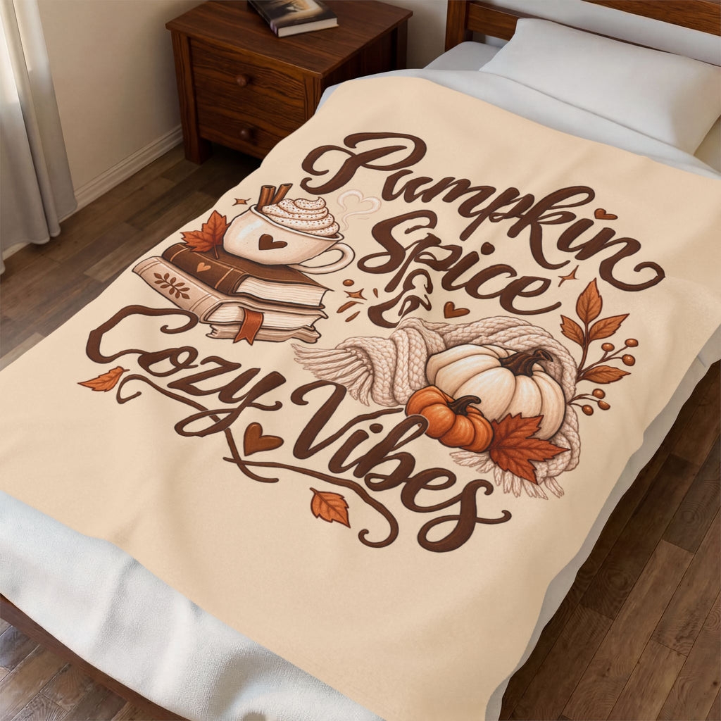 Pumpkin Spice & Cozy Vibes Velveteen Plush Blanket