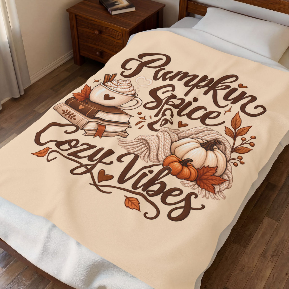 Pumpkin Spice & Cozy Vibes Velveteen Plush Blanket