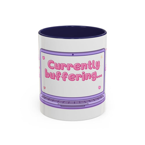 Accent Coffee Mug — "Currently Buffering" Cute Kawaii Laptop Design