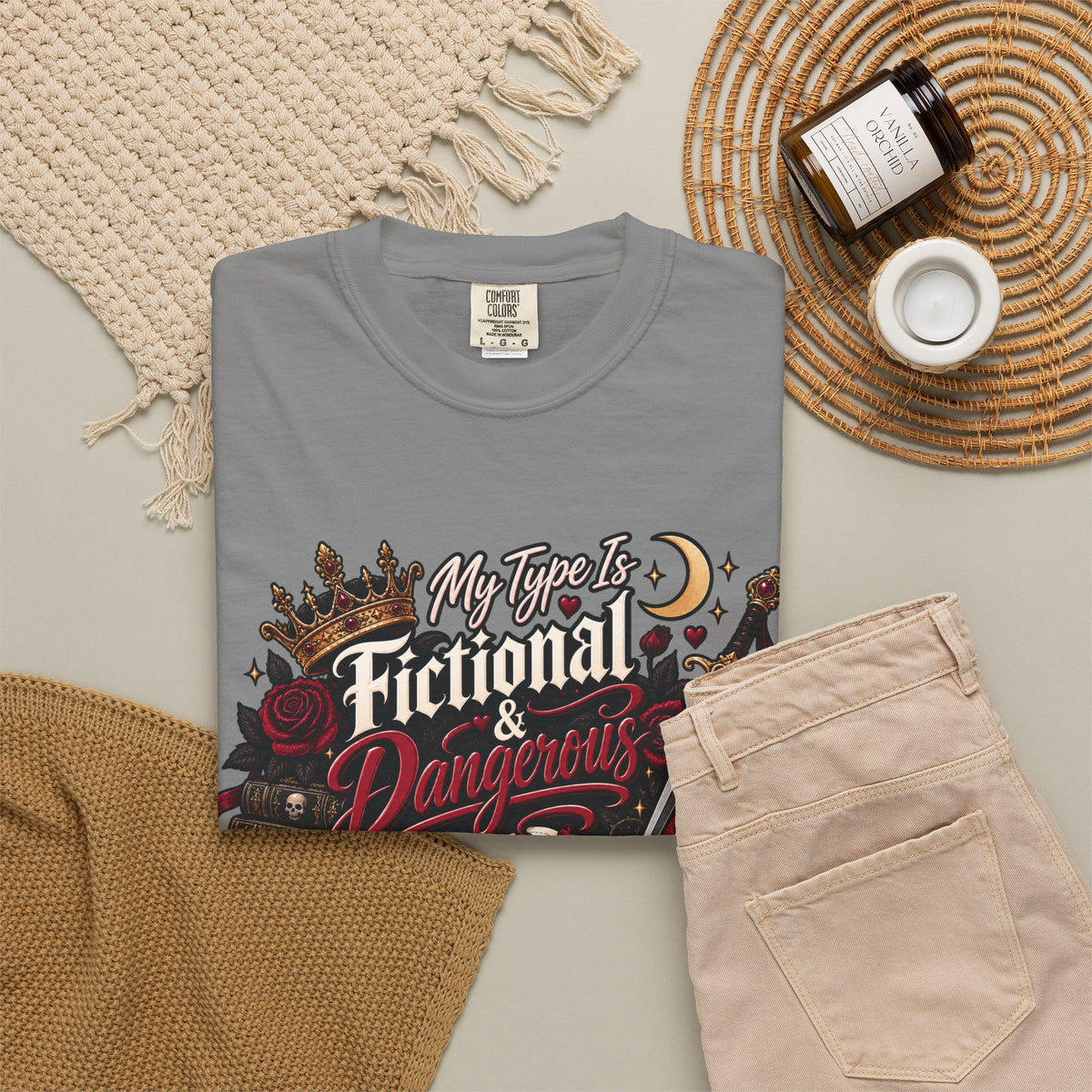 Fictional & Dangerous T-Shirt — Gothic Booklover Graphic Tee