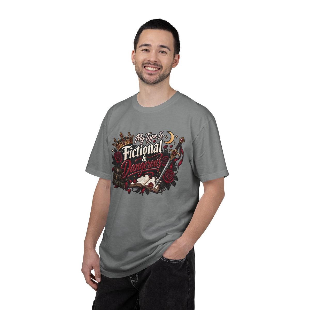 Fictional & Dangerous T-Shirt — Gothic Booklover Graphic Tee