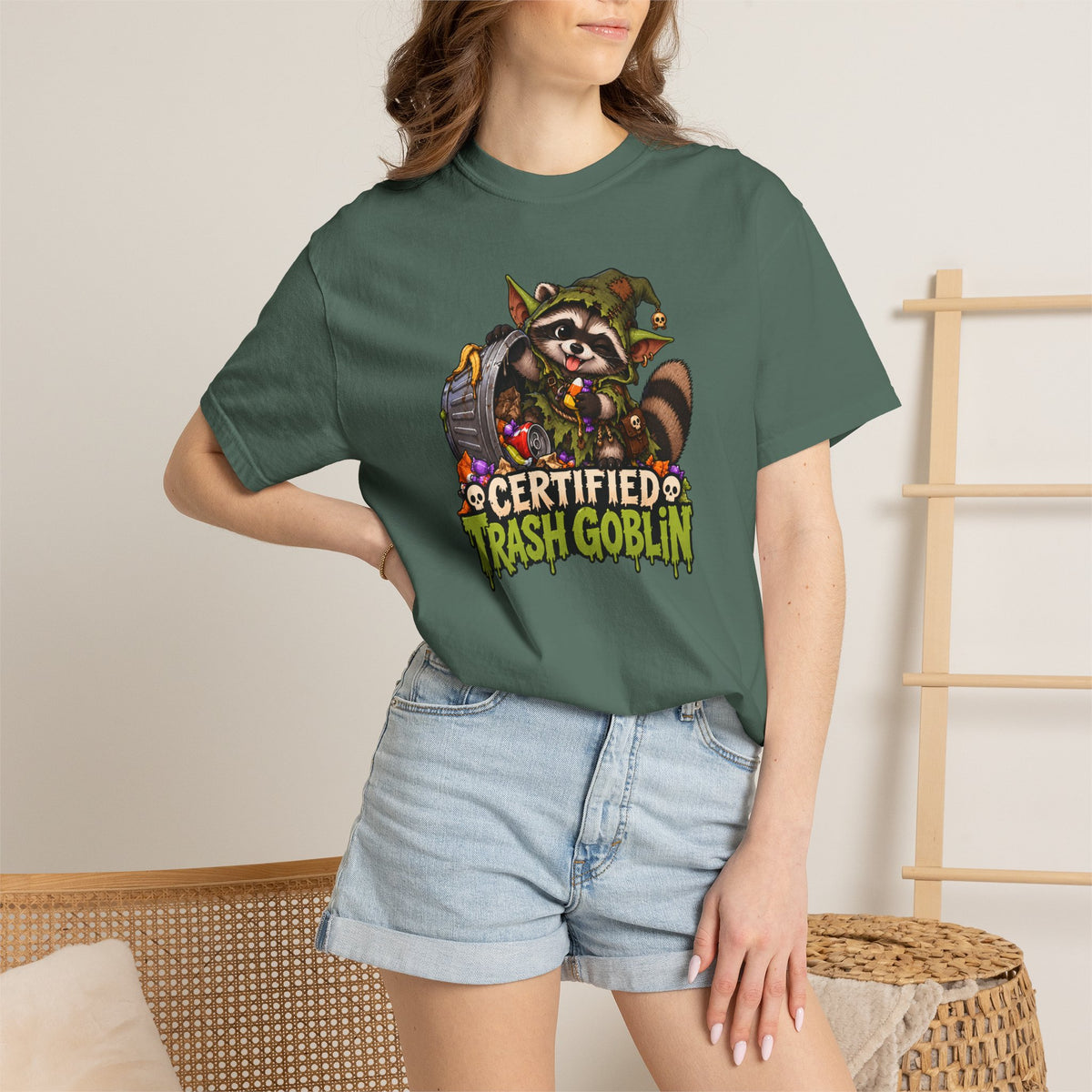 Certified Trash Goblin T-Shirt — Cute Mischief Raccoon Graphic Tee