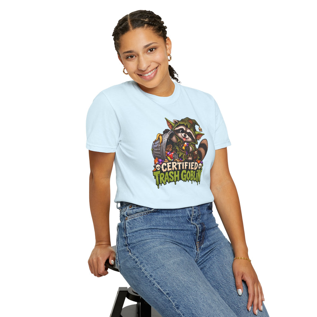 Certified Trash Goblin T-Shirt — Cute Mischief Raccoon Graphic Tee