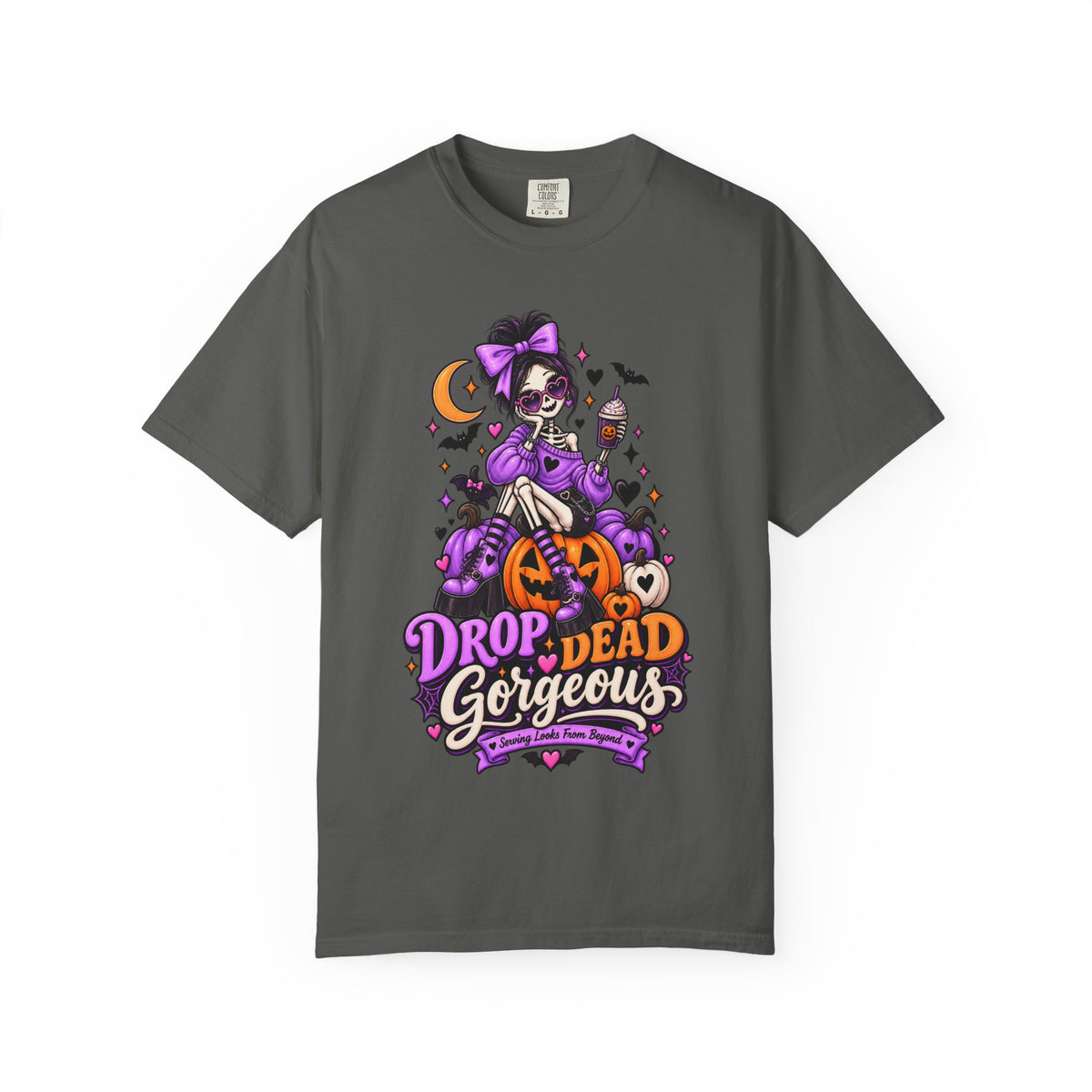 Drop Dead Gorgeous Halloween T-Shirt — Gothic Pumpkin Pinup Tee