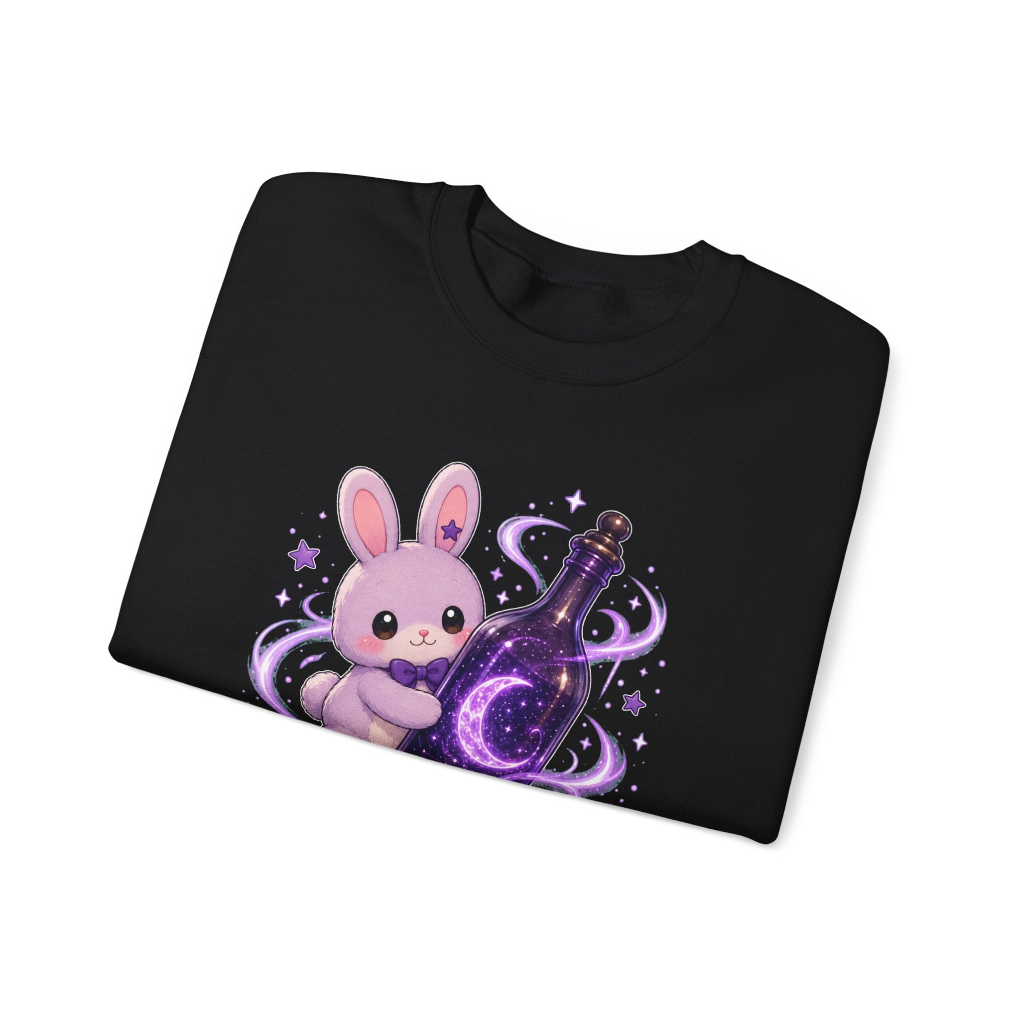 Crewneck Sweatshirt — Cute Purple Bunny “You Shook the Moonlight” Graphic
