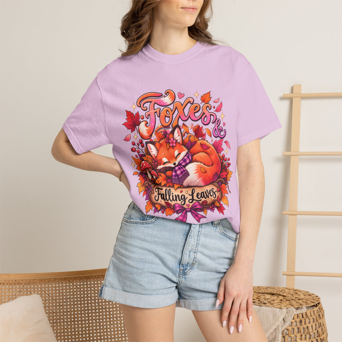 Foxes & Falling Leaves T-Shirt — Cozy Autumn Fox Graphic Tee