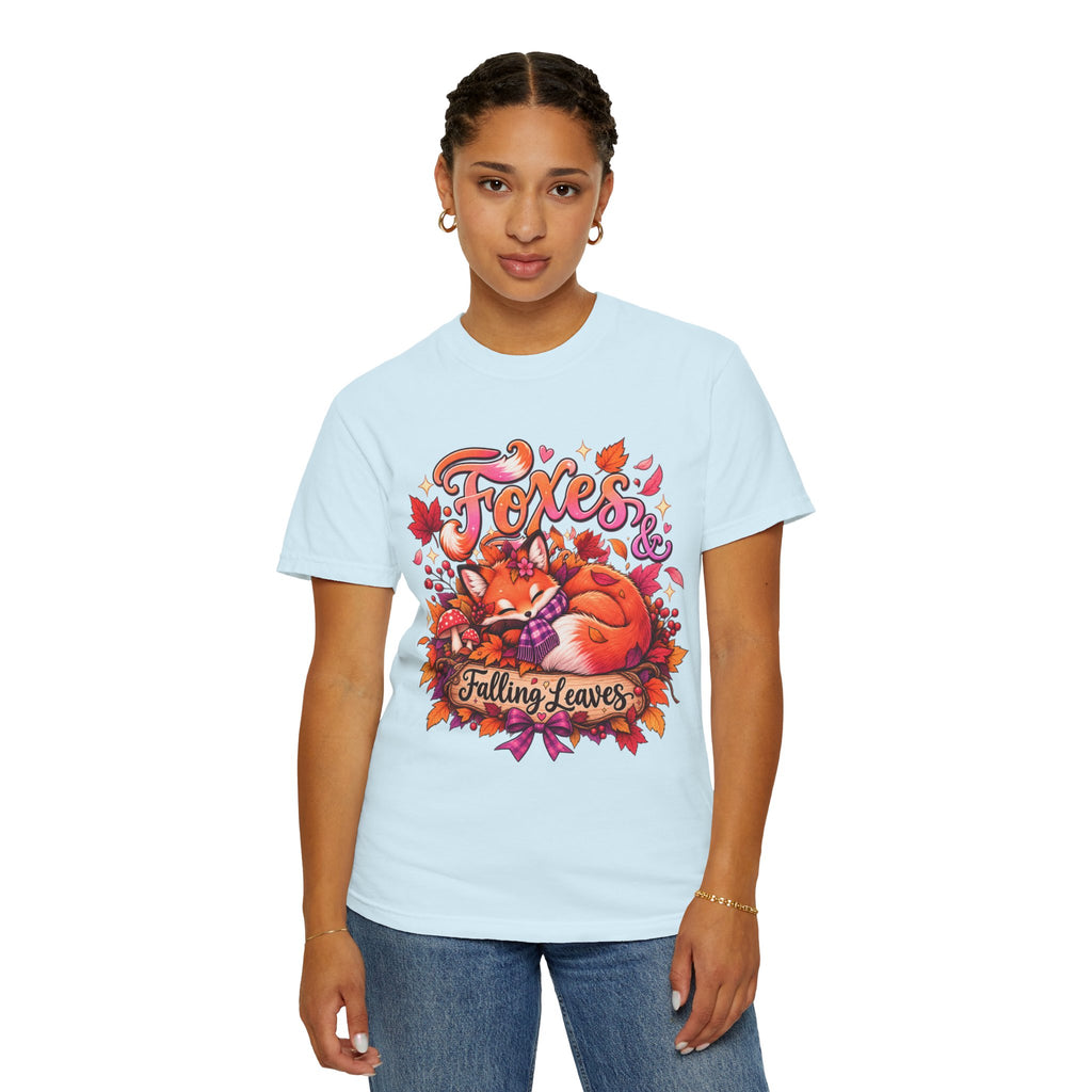 Foxes & Falling Leaves T-Shirt — Cozy Autumn Fox Graphic Tee