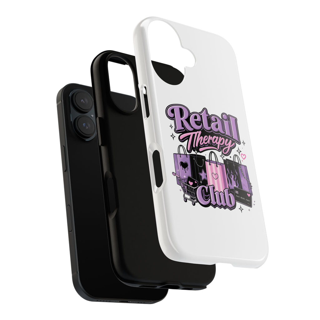 Phone Case - "Retail Therapy Club" Cute Pink & Purple Shopping Design